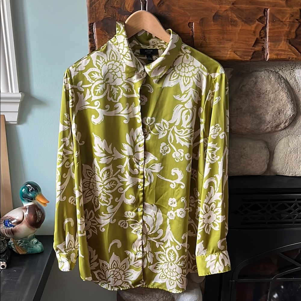 Haver London Green Floral womens blouse